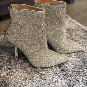 Steve Madden Glittering Silver Ankle Booties